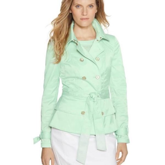 White House Black Market Jackets & Blazers - 2xHP💝WHBM belted short trench jacket mint green sz2